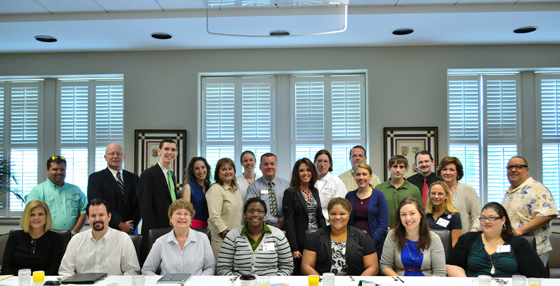 Front row, from left:  Teresa Houston-DSU, Jeff Slagell-DSU, Linda Smith-DSU, Brittney Robins-TFA, Camesha Benson-DSU, Mackenzie Smith-TFA, and Lucy Joya-TFA Back row, from left:  Matt Logan-DSU, Michael Gann–DSU, Kevin Parkinson-TFA, Carly Pass-TFA, Leigh Korb-DSU, Julie Jackson-DSU, Robert Grant-DSU, Michelle Roberts-DSU, Sharon Green-DSU, Judson Thigpen –Cleveland/Bolivar County Chamber of Commerce, Alex Logan-TFA, Loyd McDowell-DSU, Edwin Craft-DSU, Natalie Turk-TFA, Paula Lindsey-DSU, and Van Jenkins-DSU